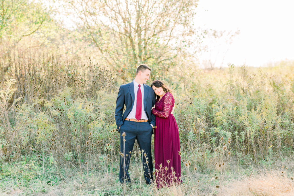 Guys wearing ties and jackets and the girls in long, flowy dresses really make the engagement pictures seem so much more upscale! The lace sleeves and low cut back made for great detail without being too much!  This Huntington, WV KBP Bride ordered her dress from Lulus and it was the perfect choice! 