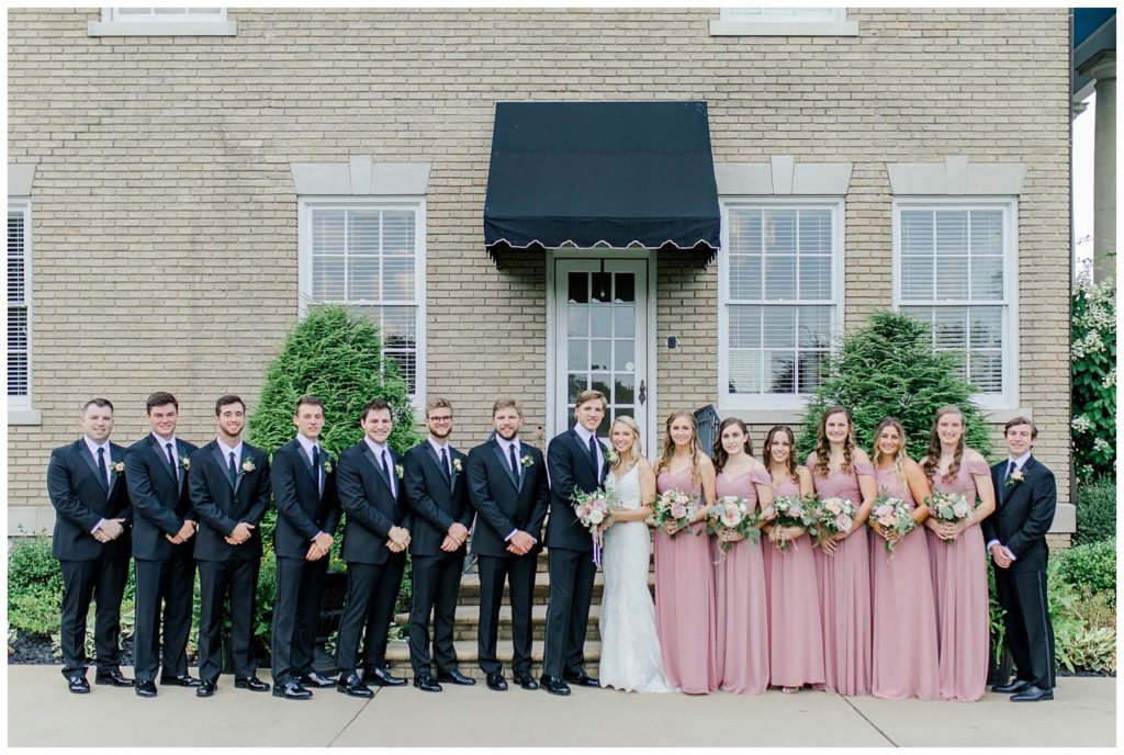 Wedding Party poses with the Groom at The Venetian Estate, formerly known as Maylon House, in Milton, WV 