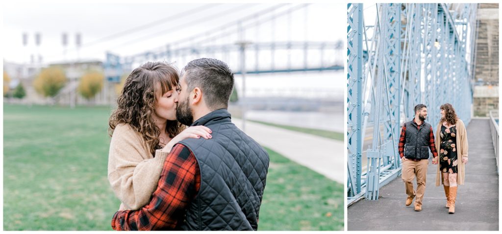 October 2020 Engagement photos at Roebling Bridge in Cincinnati, Ohio