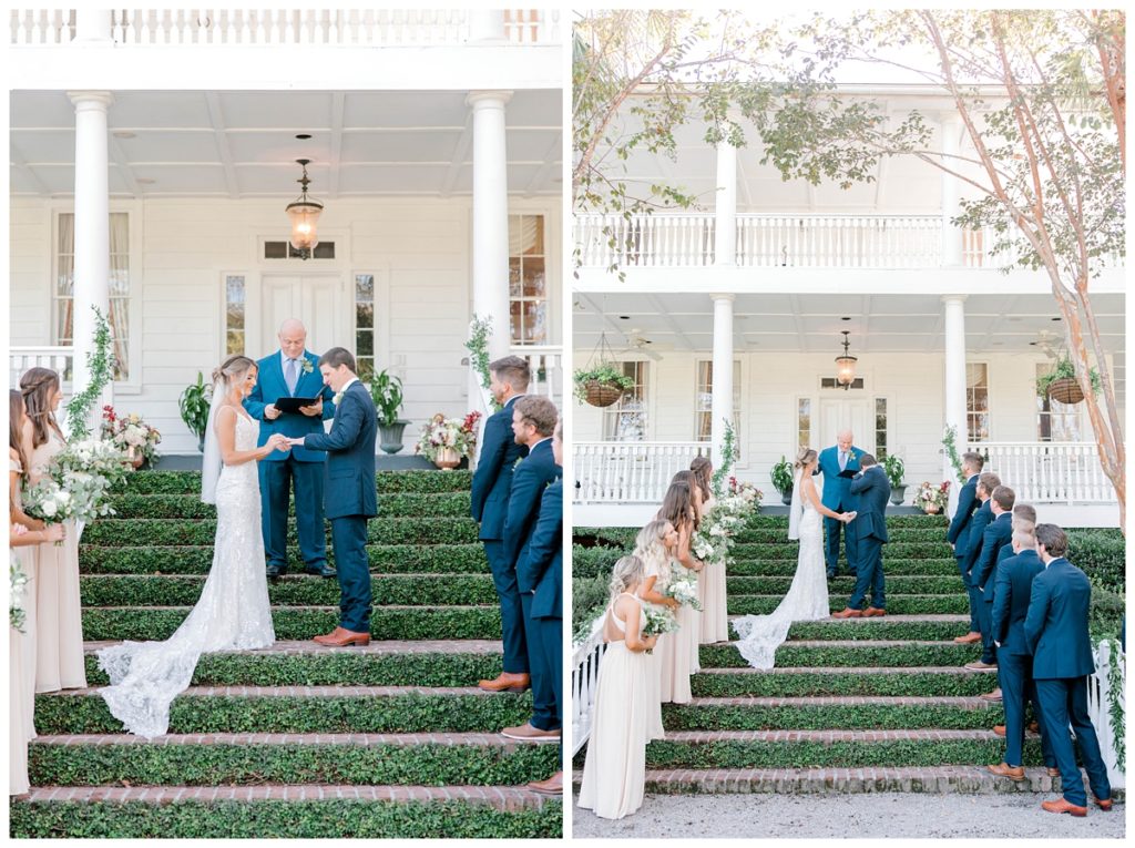 Bride and Groom ceremony photos at Old Wide Awake outside charleston, SC