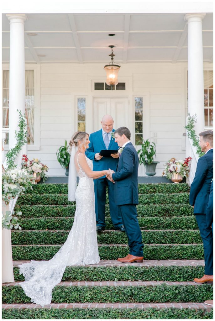 Bride and Groom ceremony photos at Old Wide Awake outside charleston, SC