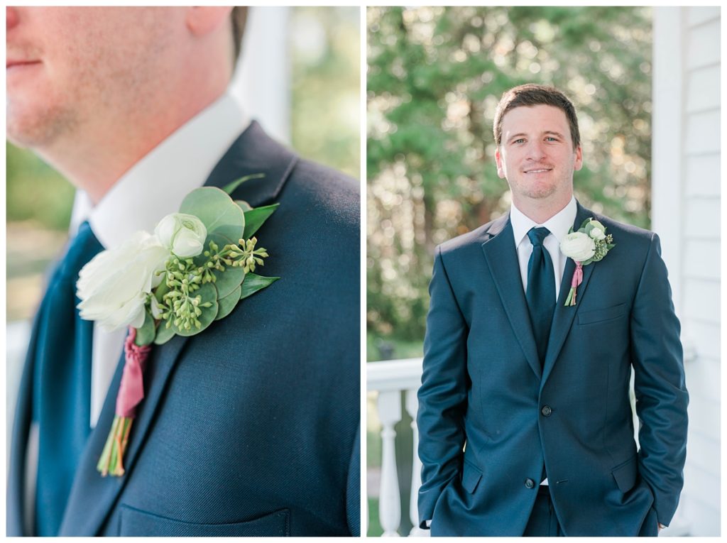 Groom photos before wedding ceremony at Old Wide Awake outside Charleston, SC