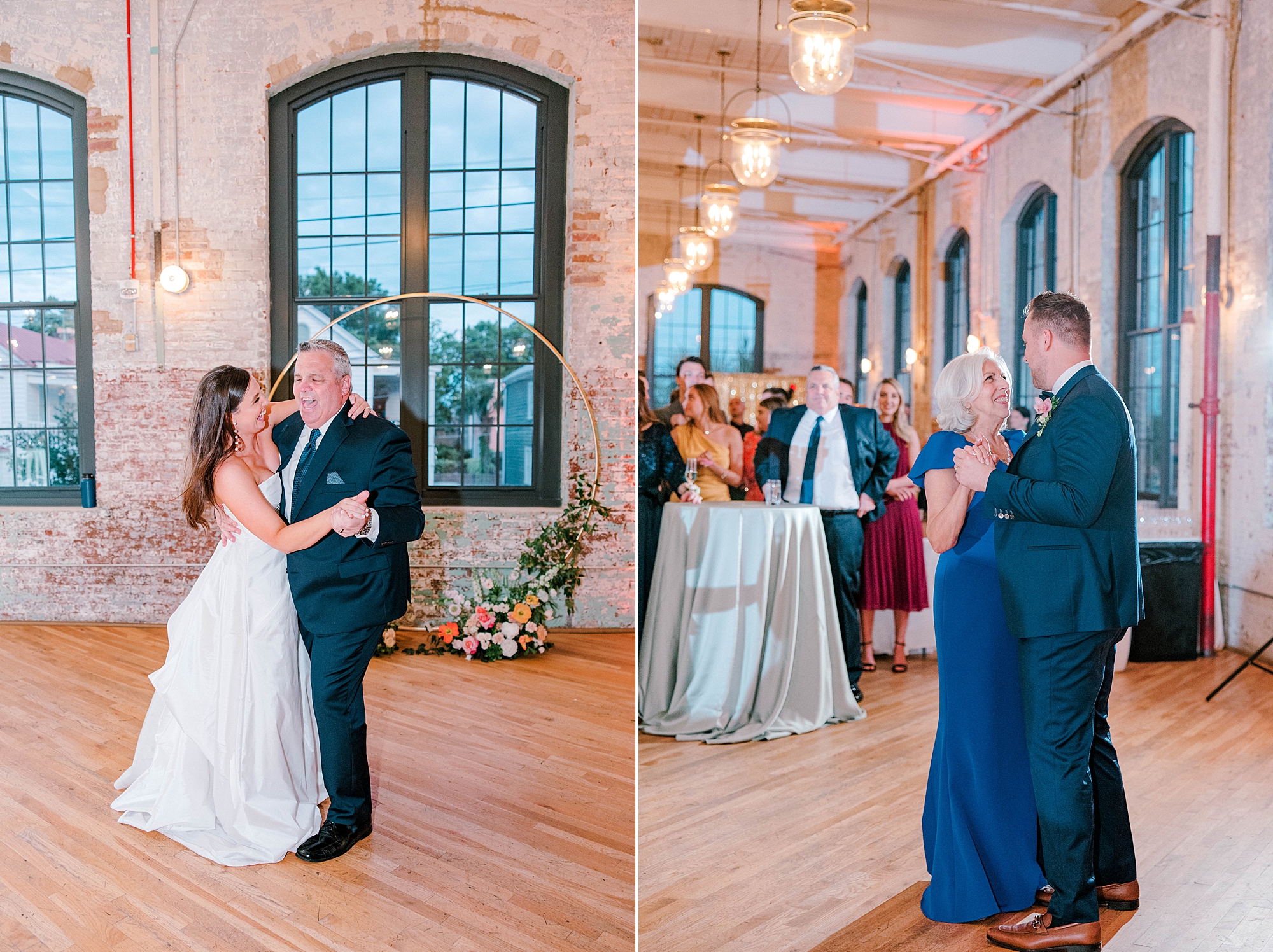 bride and groom dance with parents during Charleston wedding reception